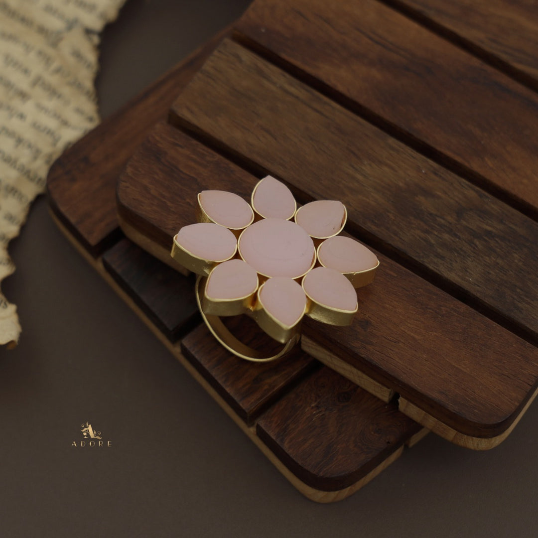 8 Petal Raw Stone Ring (Colour Option)