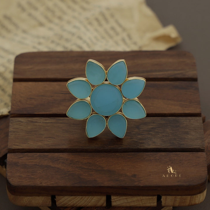 8 Petal Raw Stone Ring (Colour Option)