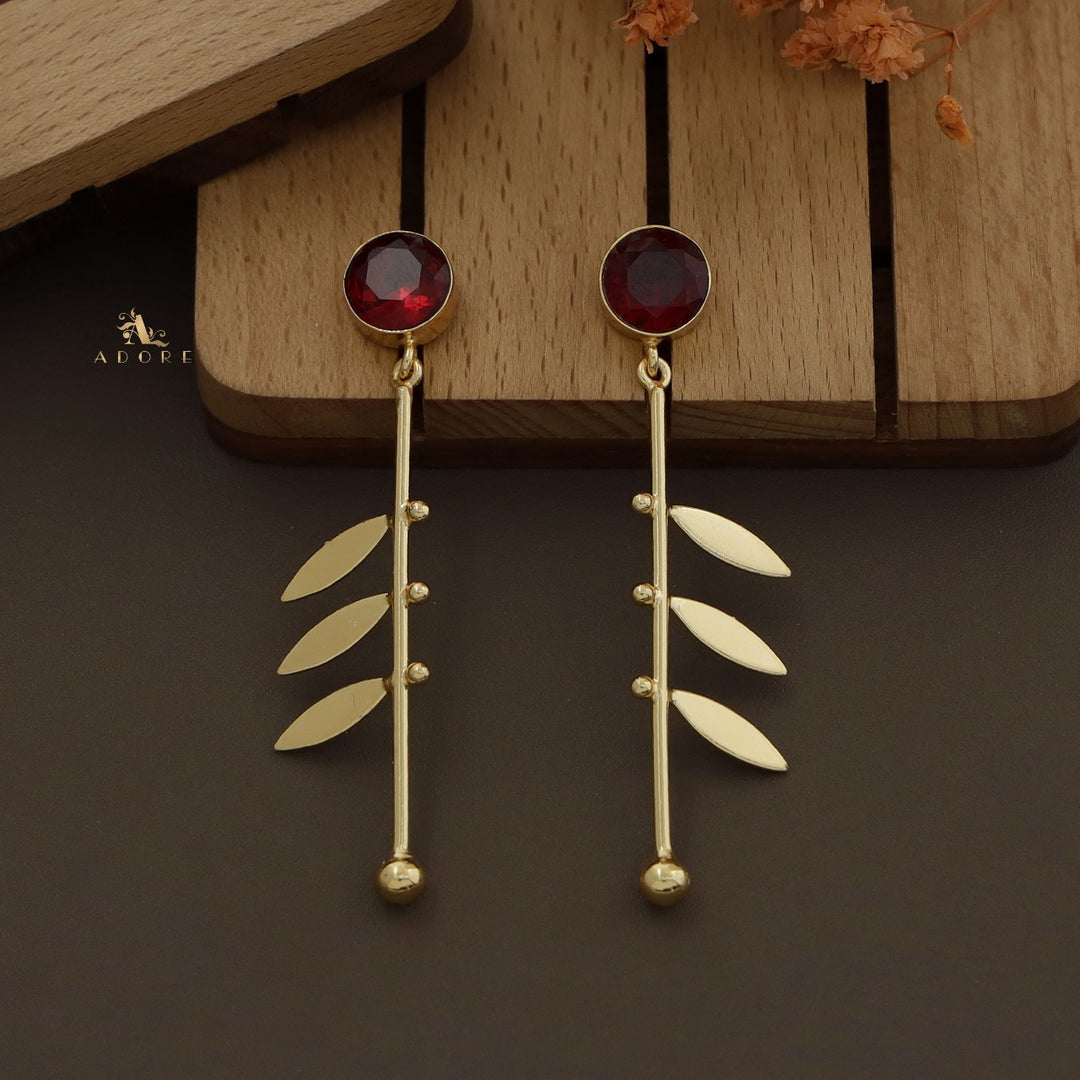 Glossy Audre Stick Leafy Earring