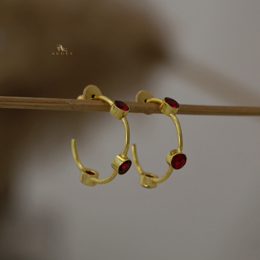 Radhika Glossy 3 Stone Earring (Colour Option)