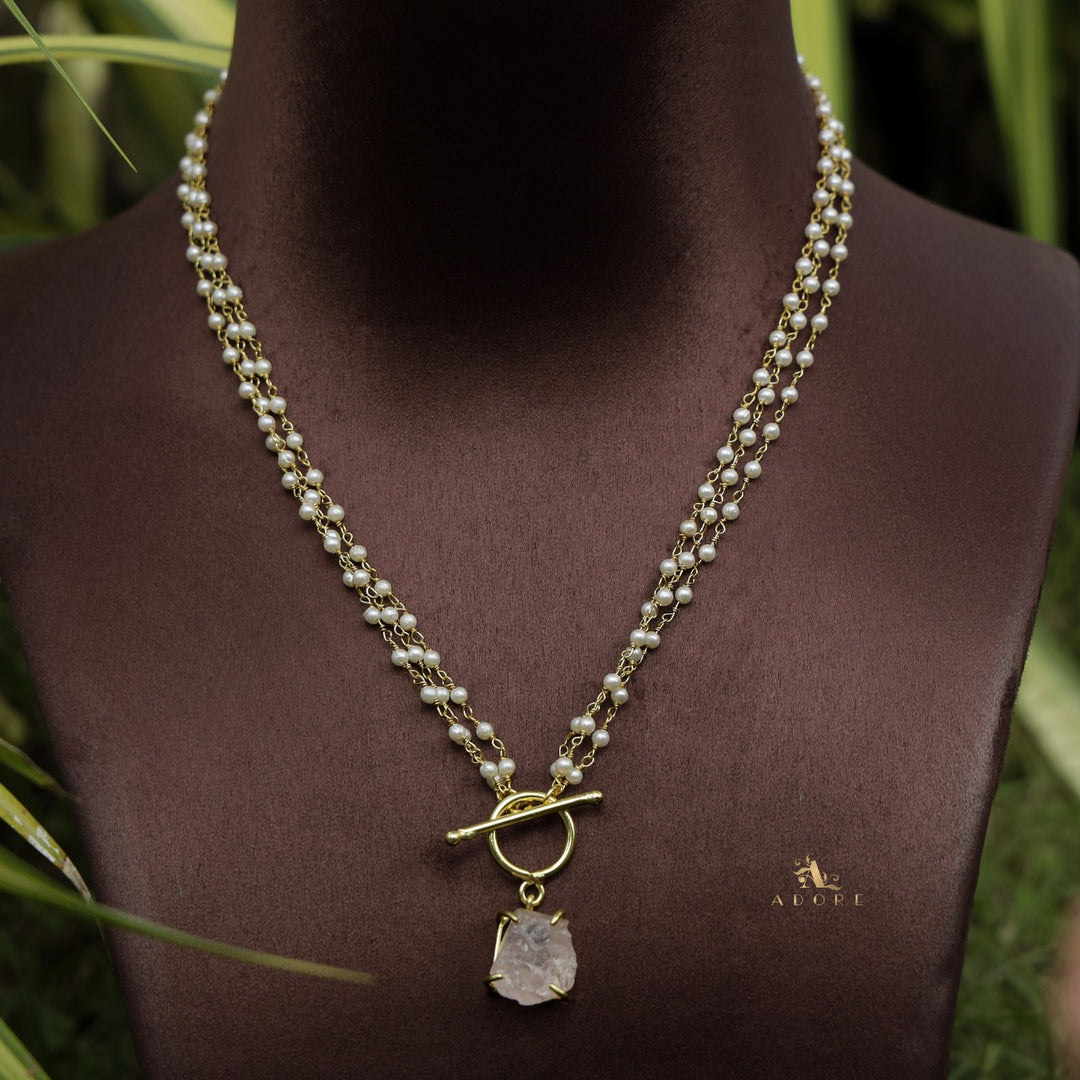 Carly Ring Raw Stone Pearl Neckpiece