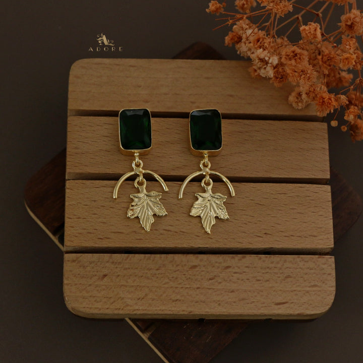 Ruth Rectangle Glossy Leafy Drop Earring