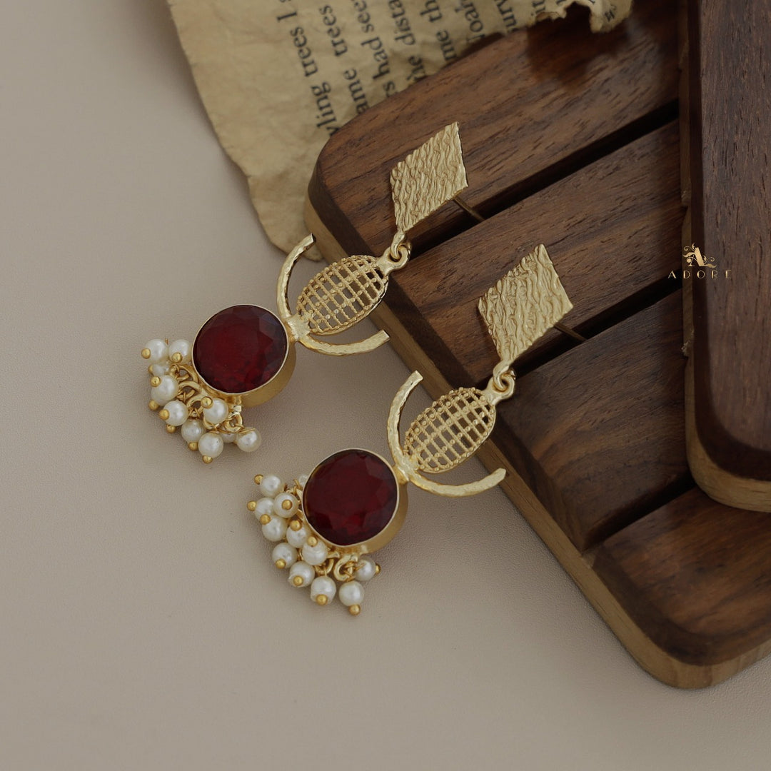 Aloki Textured Diamond Cluster Pearl Earring