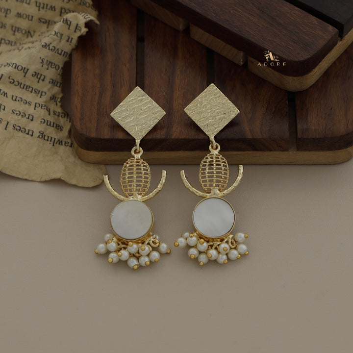 Aloki Textured Diamond Cluster Pearl Earring