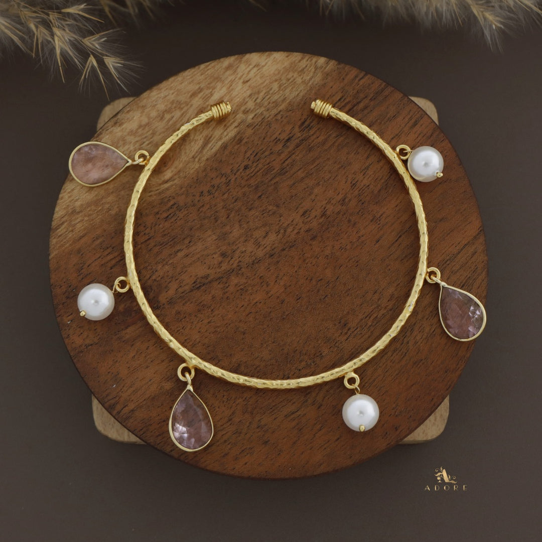 Textured Rabwa Glossy Drop Pearl Bangle