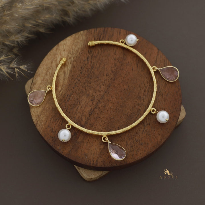 Textured Rabwa Glossy Drop Pearl Bangle