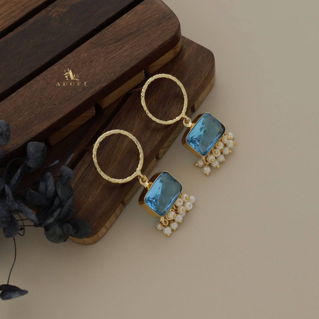 Textured Texa Hoop Glossy Pearl Earring