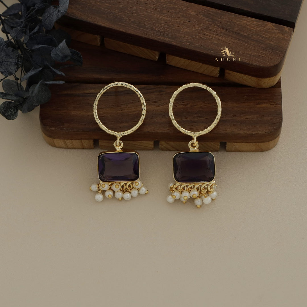 Textured Texa Hoop Glossy Pearl Earring