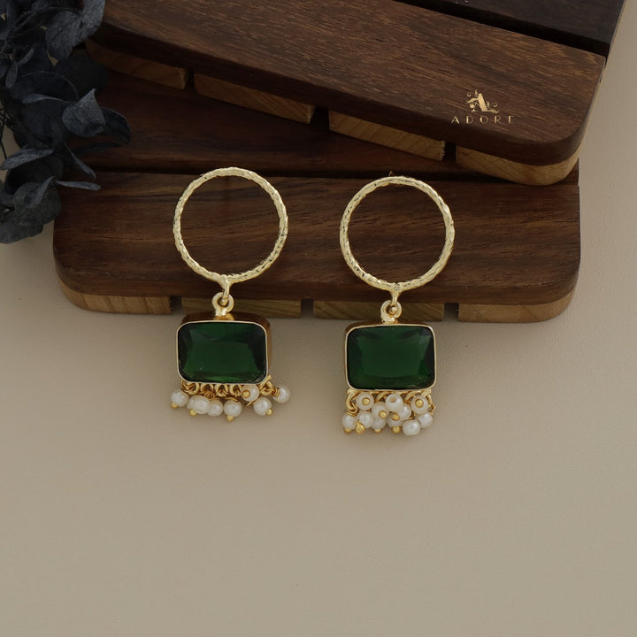 Textured Texa Hoop Glossy Pearl Earring