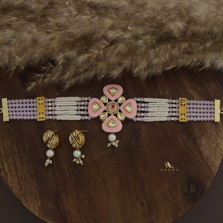 Elvida Kundan Choker With Earring
