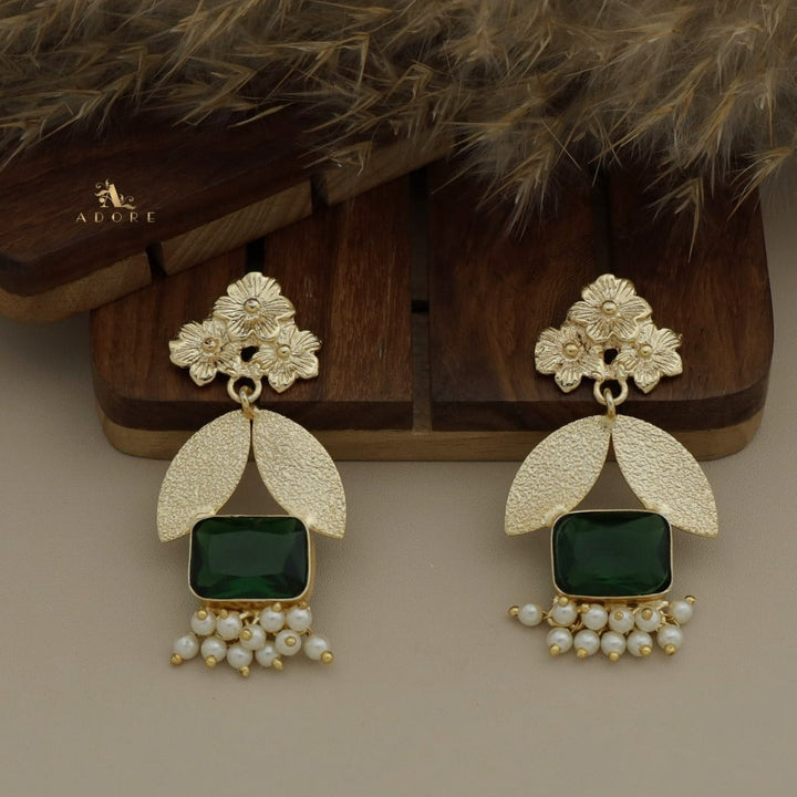 Rivika 3 Flower Rectangle Glossy Earring