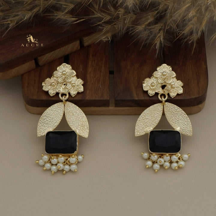 Rivika 3 Flower Rectangle Glossy Earring