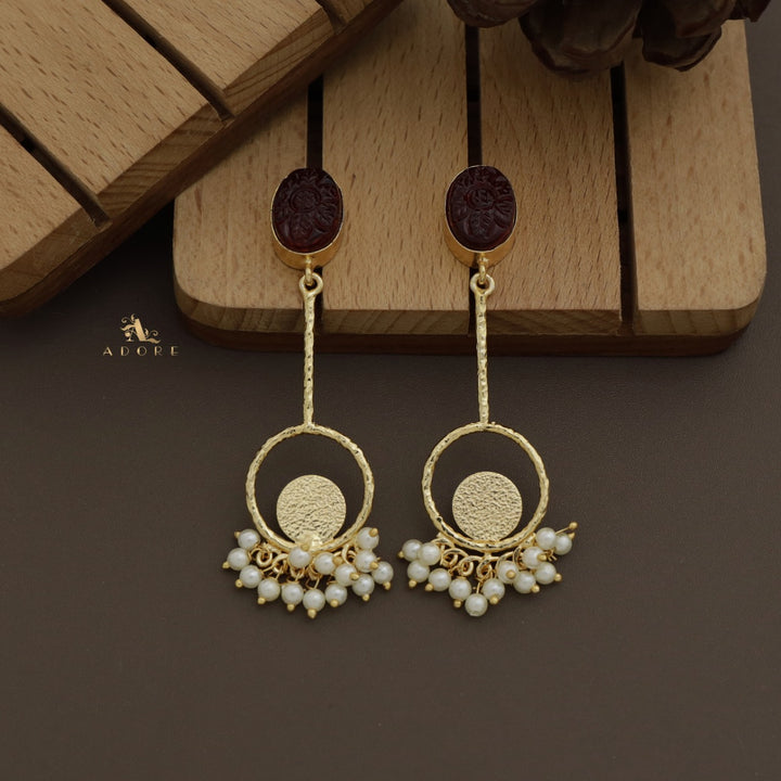 Viora Textured Glossy Cluster Pearl Earring