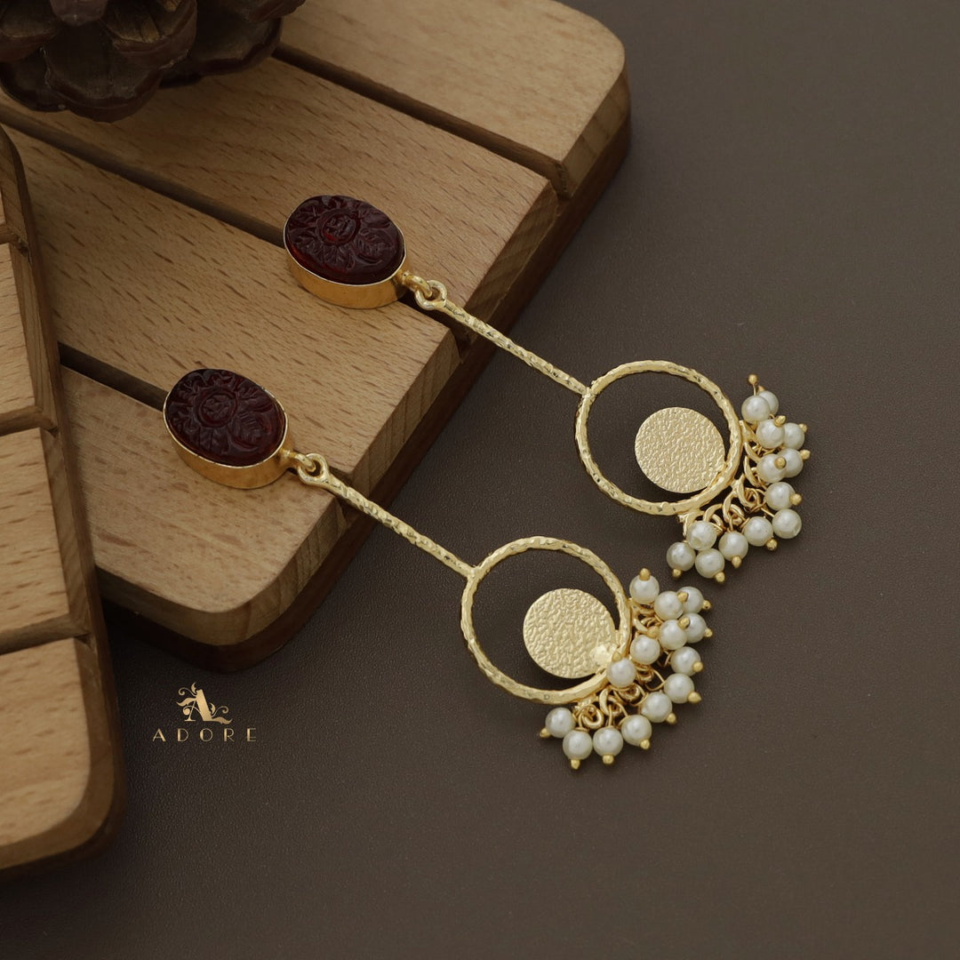 Viora Textured Glossy Cluster Pearl Earring