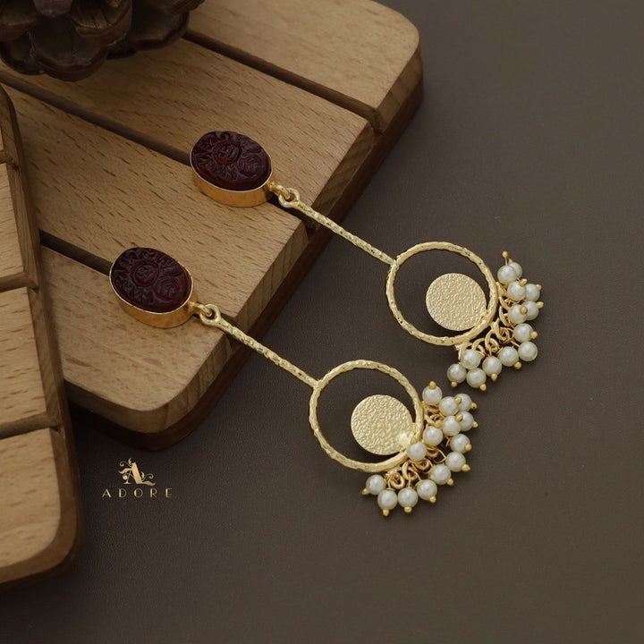 Viora Textured Glossy Cluster Pearl Earring