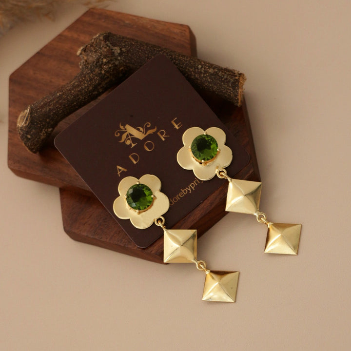 Waney Dual Diamond Flower Glossy Earring