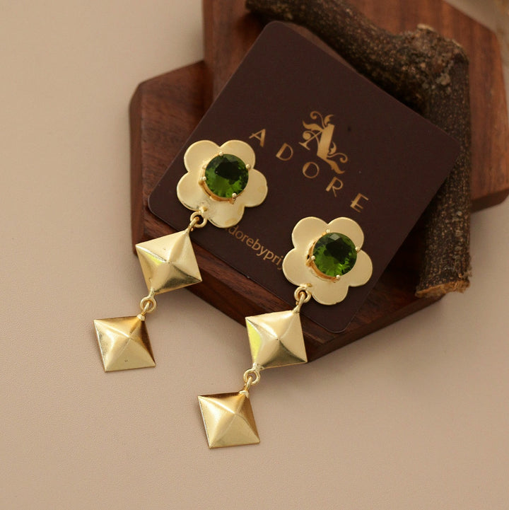 Waney Dual Diamond Flower Glossy Earring