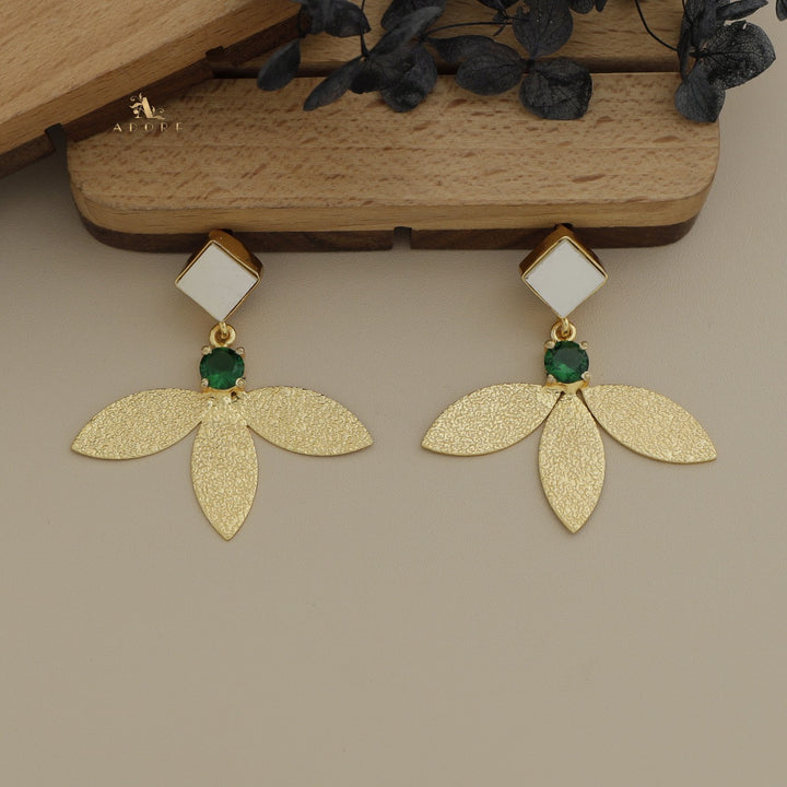 Liberty Tri Leaf Glossy Diamond Earring
