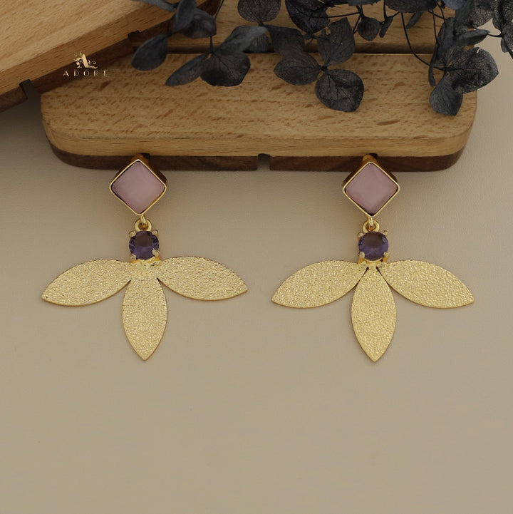 Liberty Tri Leaf Glossy Diamond Earring