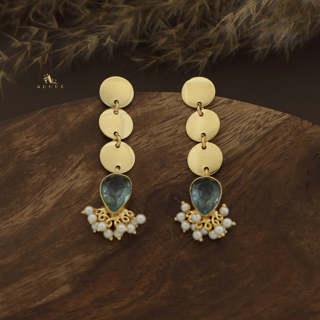 Tri Round Glossy Drop Pearl Earring