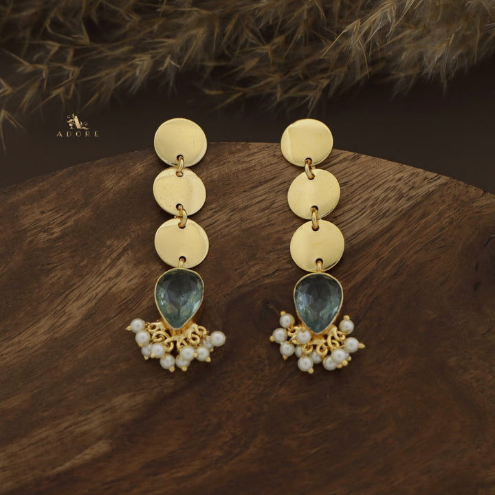 Tri Round Glossy Drop Pearl Earring