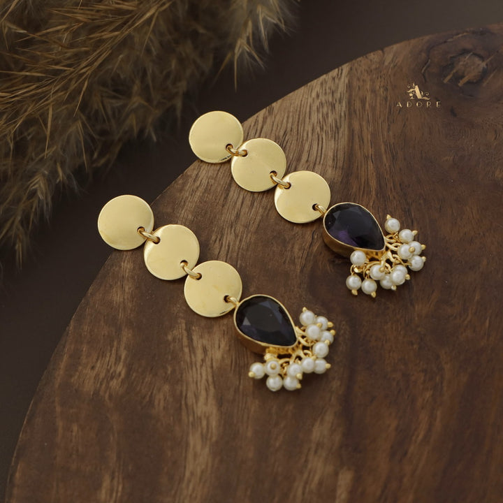 Tri Round Glossy Drop Pearl Earring