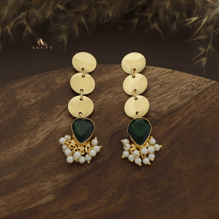 Tri Round Glossy Drop Pearl Earring
