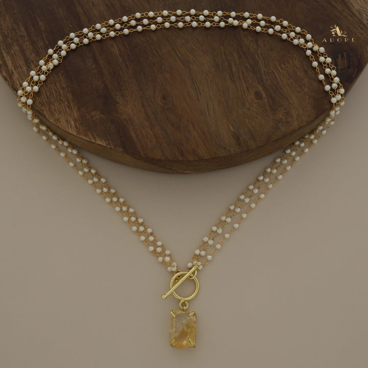 Carly Ring Raw Stone Pearl Neckpiece
