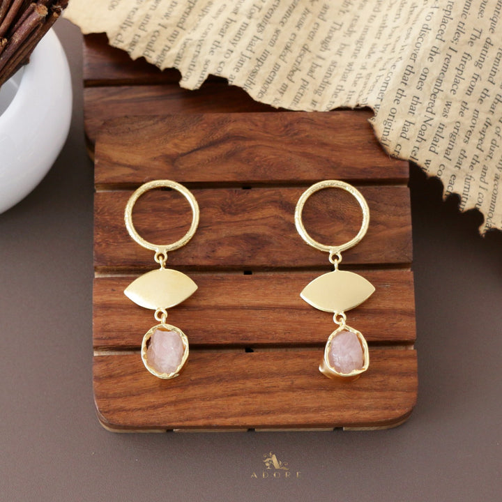 Elza Circle And Ellipse Raw Stone Earring