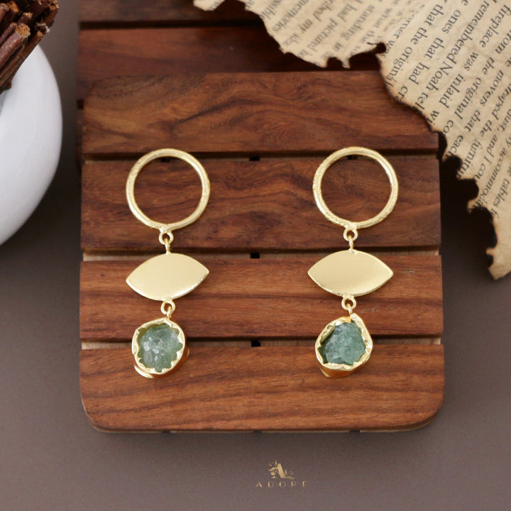 Elza Circle And Ellipse Raw Stone Earring