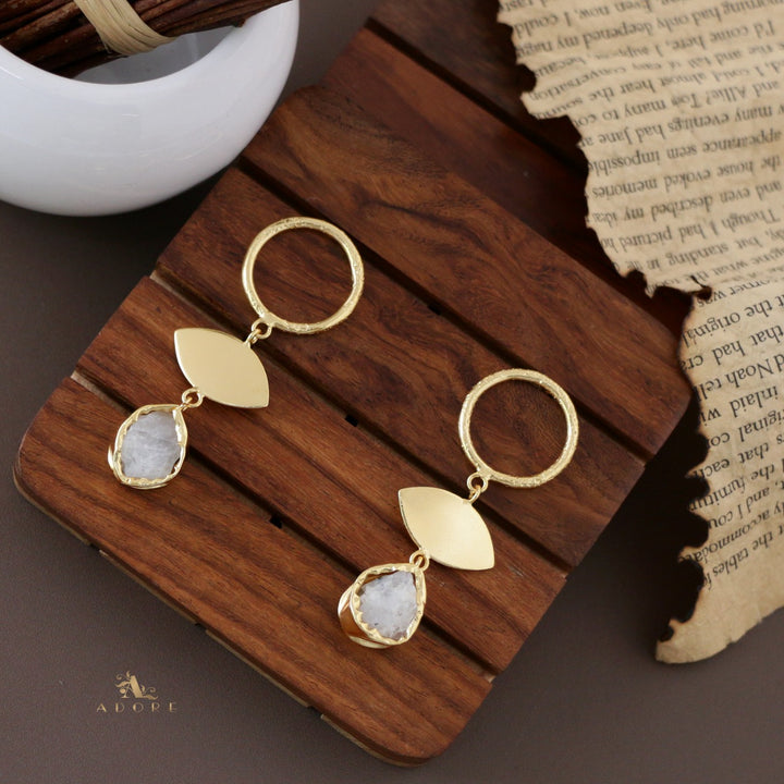 Elza Circle And Ellipse Raw Stone Earring