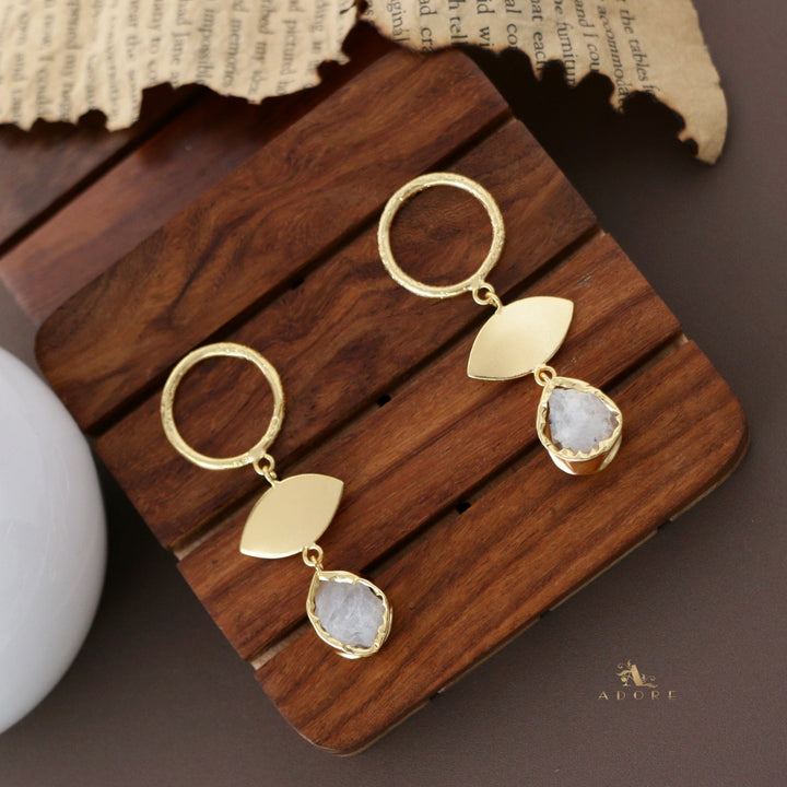 Elza Circle And Ellipse Raw Stone Earring