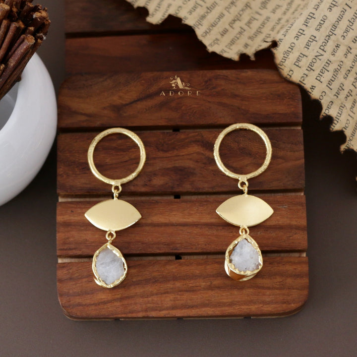 Elza Circle And Ellipse Raw Stone Earring