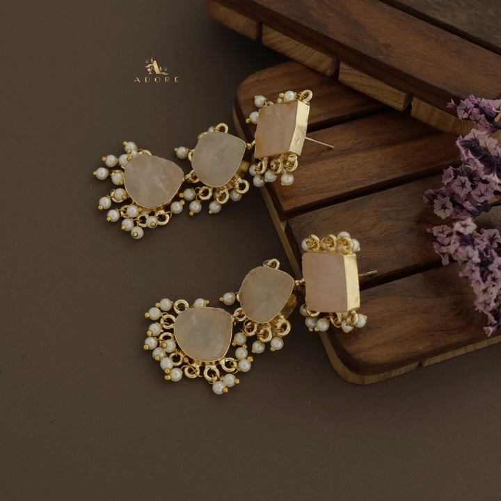 Hrishika 3 Step Raw Stone Pearl Earring