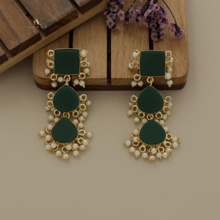 Hrishika 3 Step Raw Stone Pearl Earring
