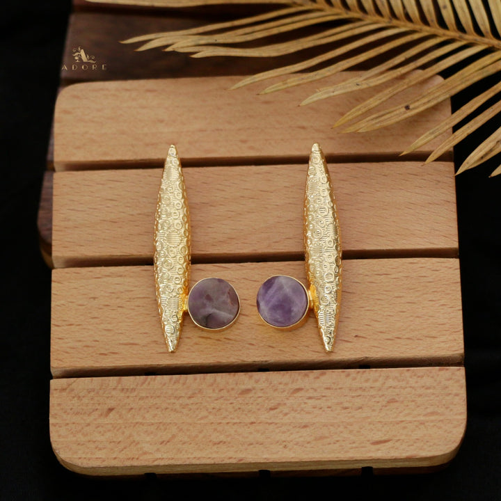 Raw Stone Bubble Bars Earring