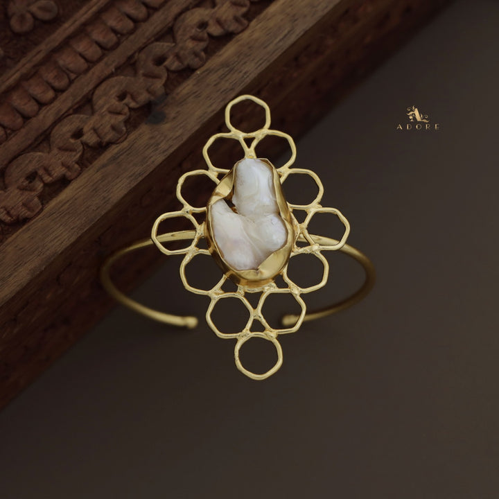 Golden Hexagon Baroque Bangle