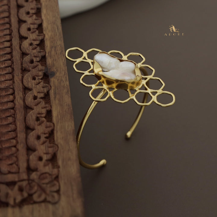 Golden Hexagon Baroque Bangle