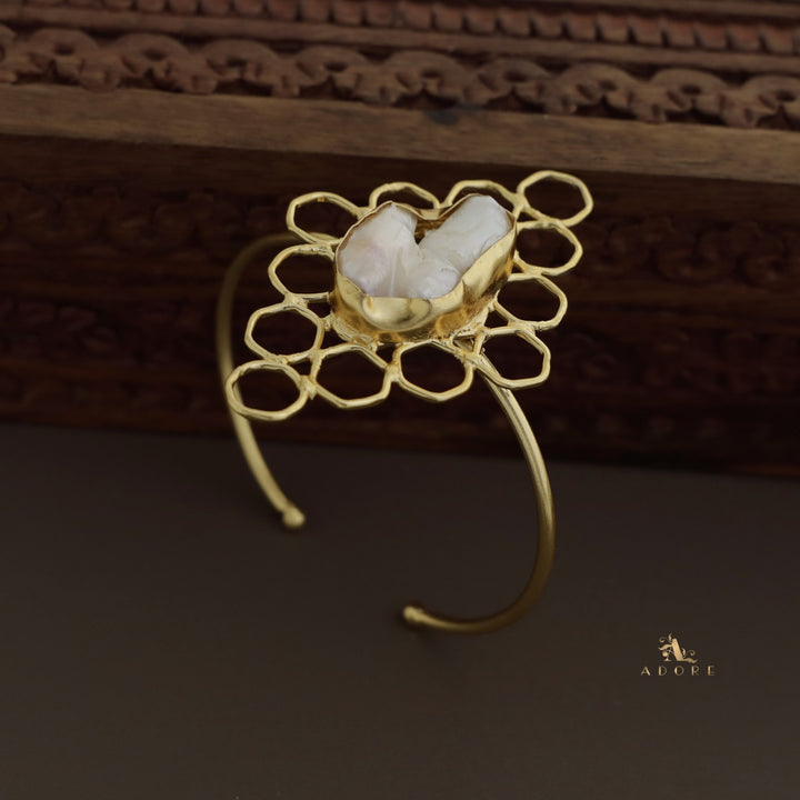 Golden Hexagon Baroque Bangle