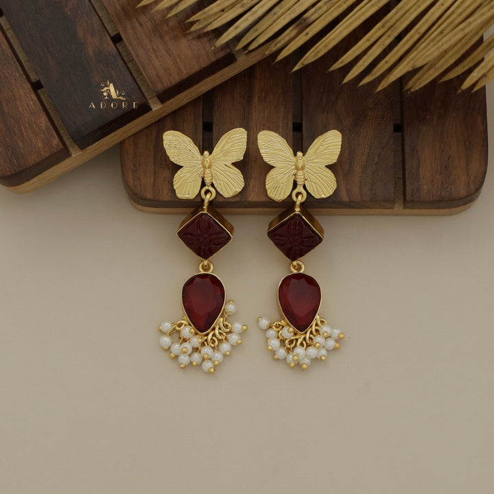 Parviya Papillon Carved Diamond Earring