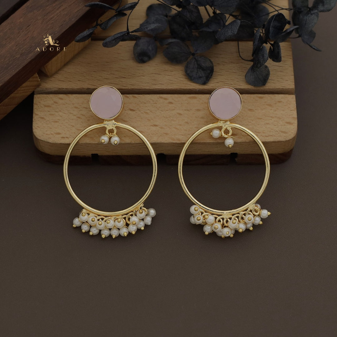 Thanvi Round Glossy Cluster Pearl Hoop Earring