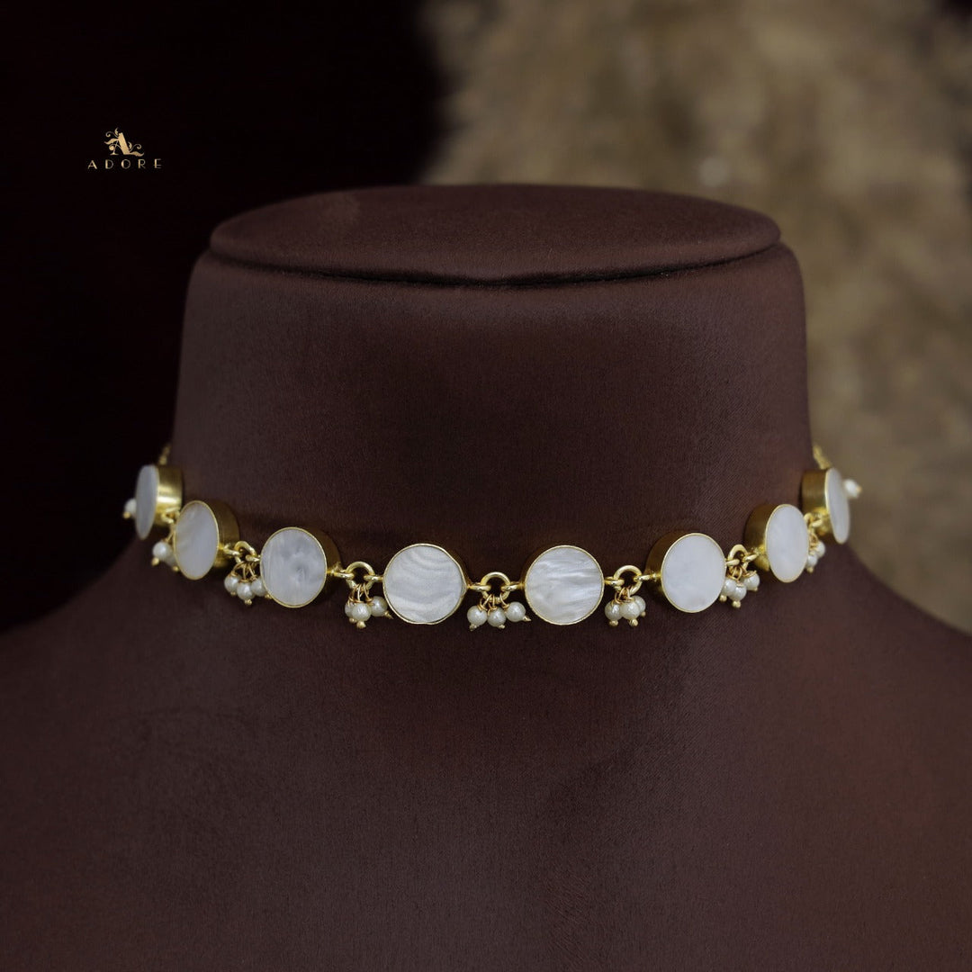 Eudor Round MOP Pearl Short Neckpiece/Choker