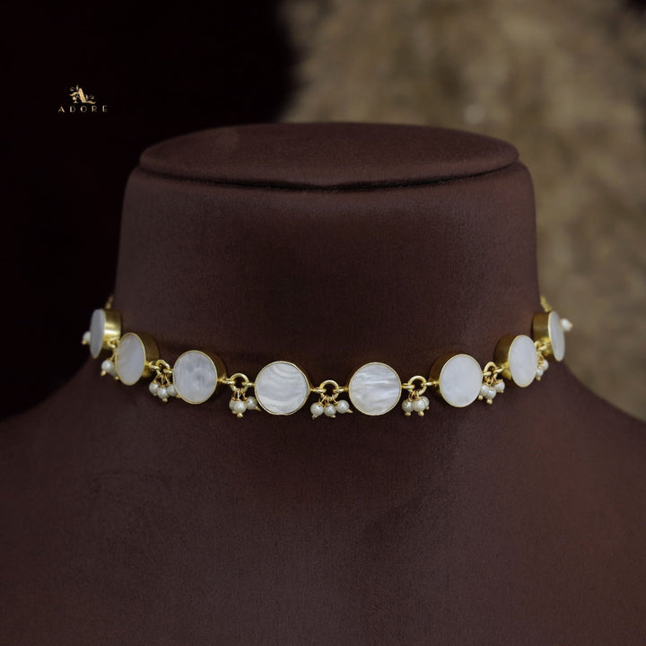 Eudor Round MOP Pearl Short Neckpiece/Choker