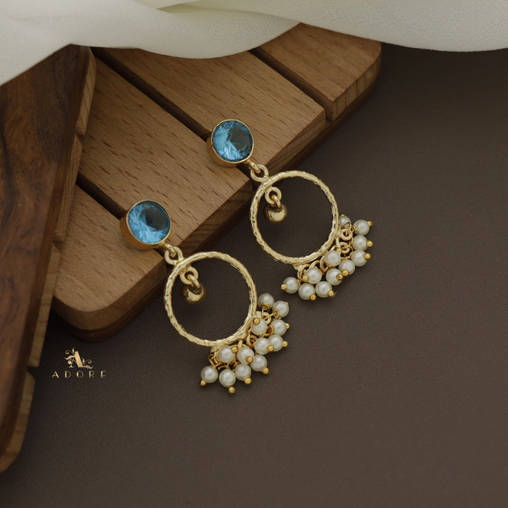 Textured Gavra Hoop Pearl Glossy Earring