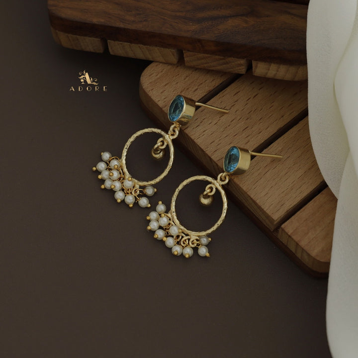 Textured Gavra Hoop Pearl Glossy Earring