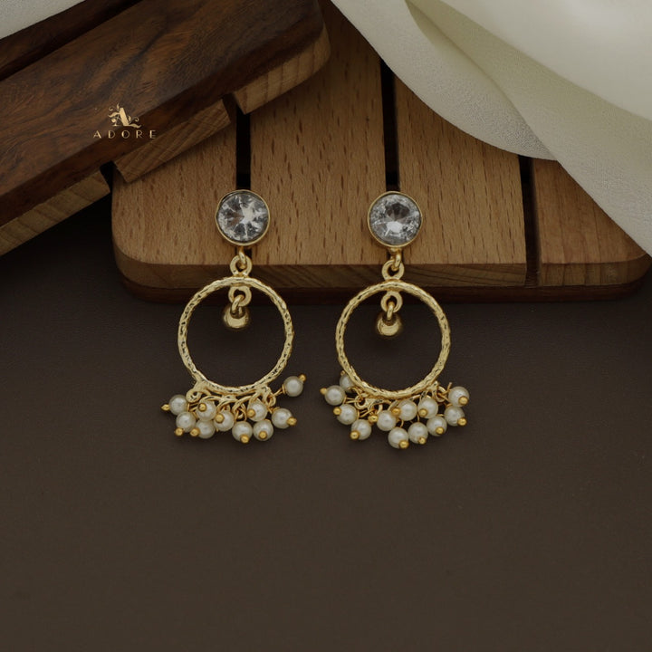 Textured Gavra Hoop Pearl Glossy Earring