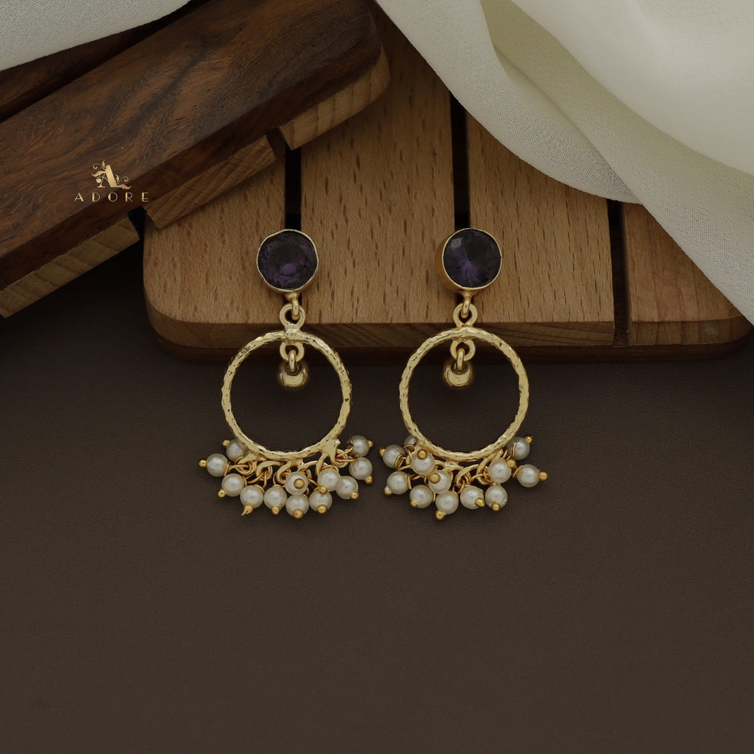 Textured Gavra Hoop Pearl Glossy Earring