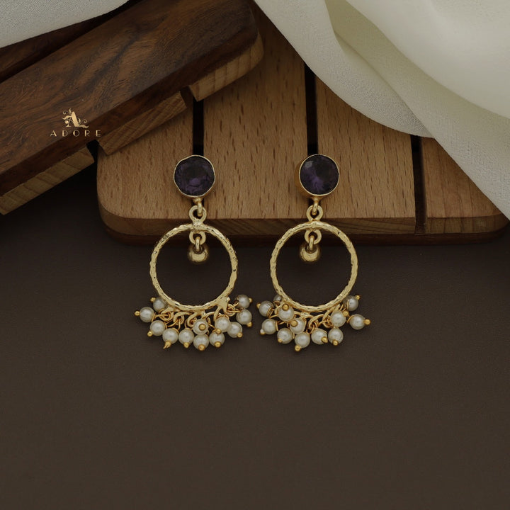 Textured Gavra Hoop Pearl Glossy Earring