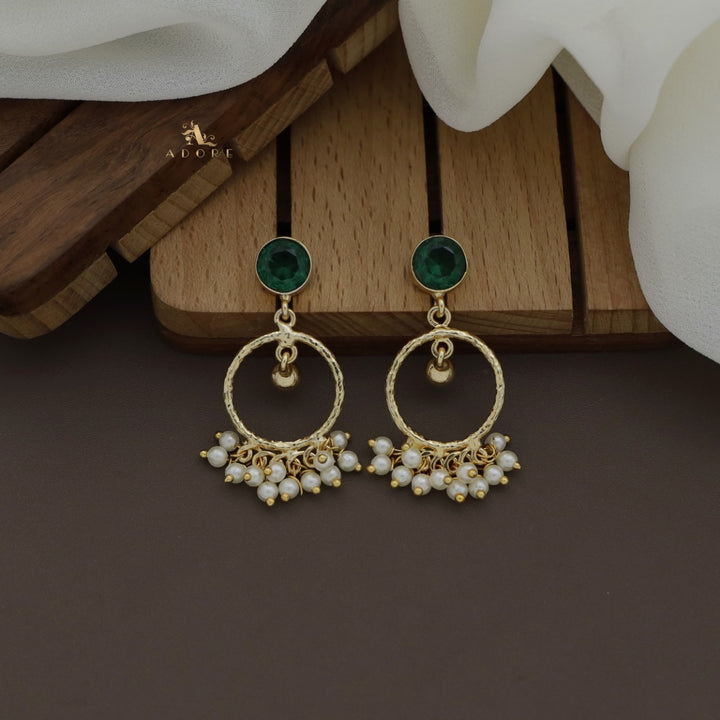 Textured Gavra Hoop Pearl Glossy Earring