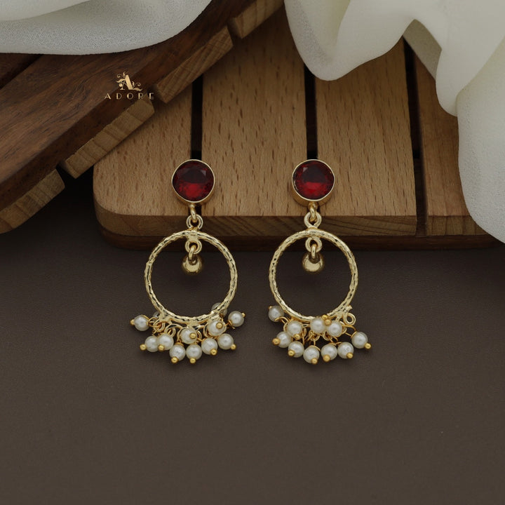 Textured Gavra Hoop Pearl Glossy Earring